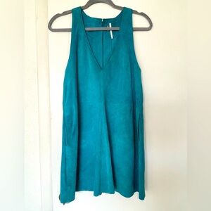 Free People teal colored suede dress in XS with pockets.